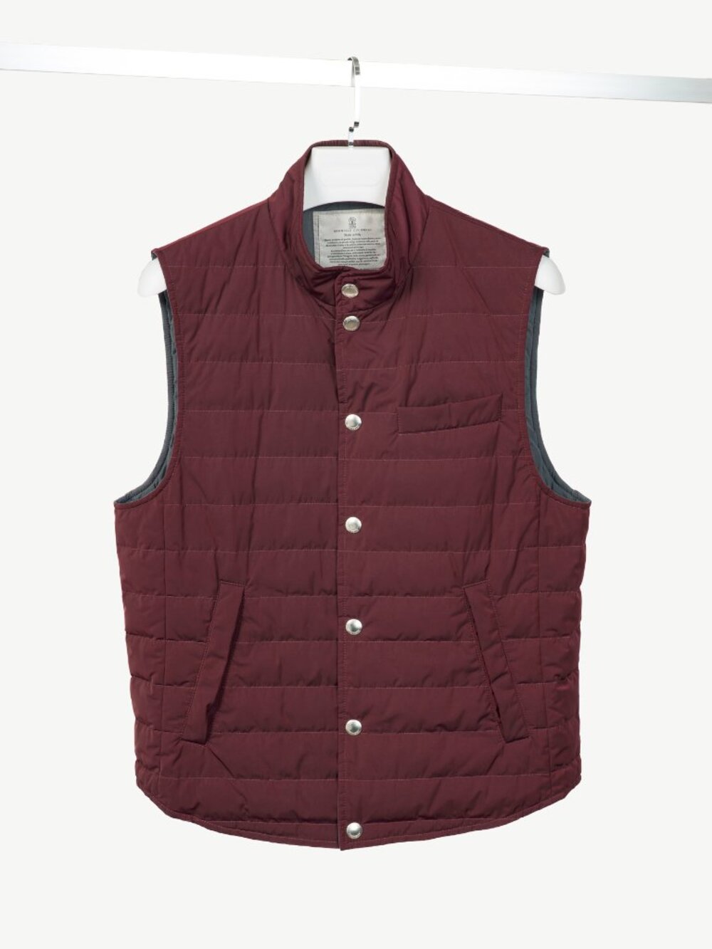 Brunello Cucinelli AW18 Burgundy Quilted Snap Down Vest